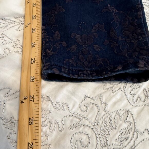 OLD NAVY Pixie Velvet Flocked Pants Mid Rise Ankle Stretch Blue Black Floral 14 - Picture 10 of 11